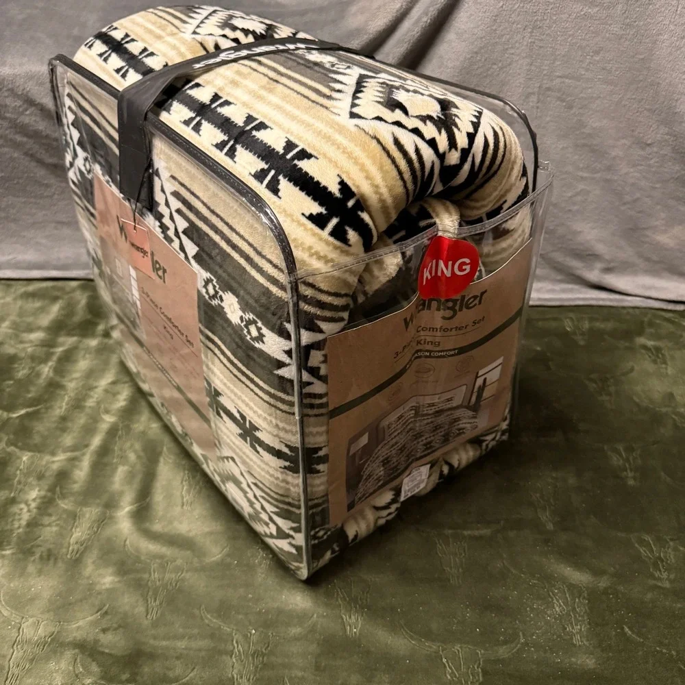 Wrangler Comforter Set King Tan New Southwestern Geometric 3-Piece All Season